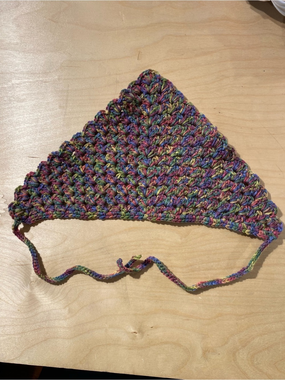 Hand-Crocheted Multicolor Triangle Bandanna (RZ) - Picture 10 of 10